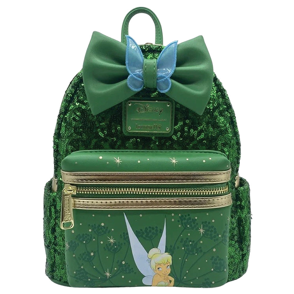 Tinker Bell Emerald Green Sequin Mini Backpack - Rare - Peter Pan
