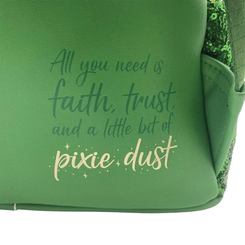 Tinker Bell Emerald Green Sequin Mini Backpack - Rare - Peter Pan