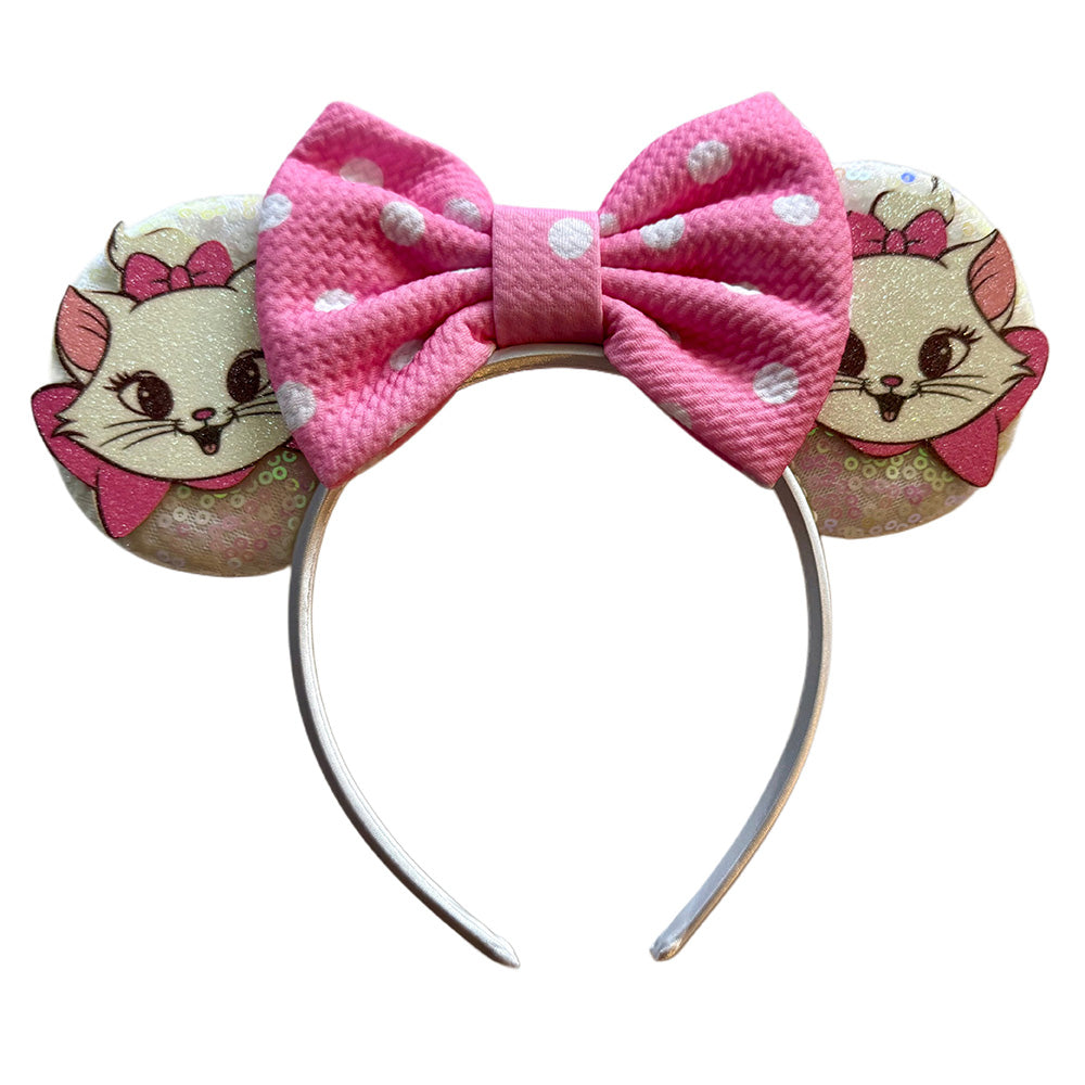 Sassy Marie Ears Headband w/ Polka Dot Bow